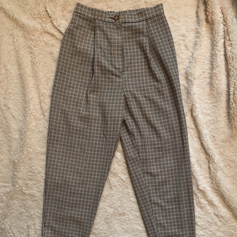 plaid h&m pants